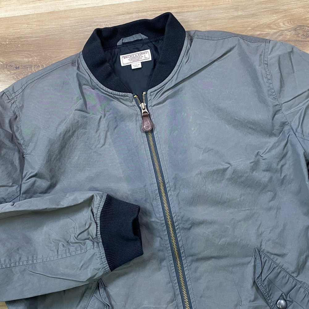 Wallace & Barnes Bomber Jacket Mens Large Heritage MA-1 Flight Utility Gray L